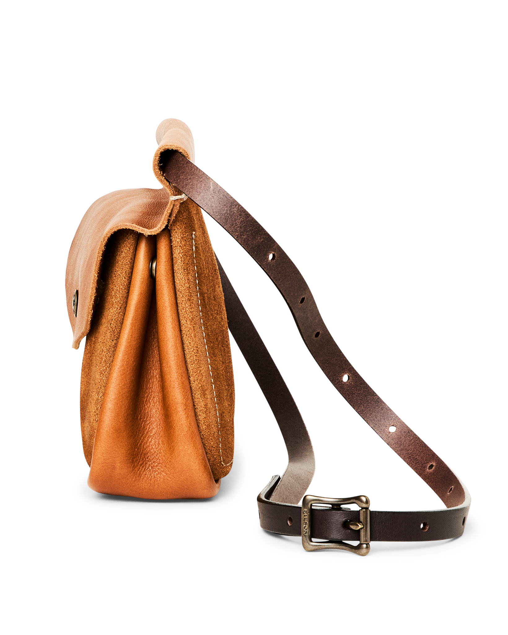 Suede Leather Convertible Field Bag - Saddle Brown - Image 4