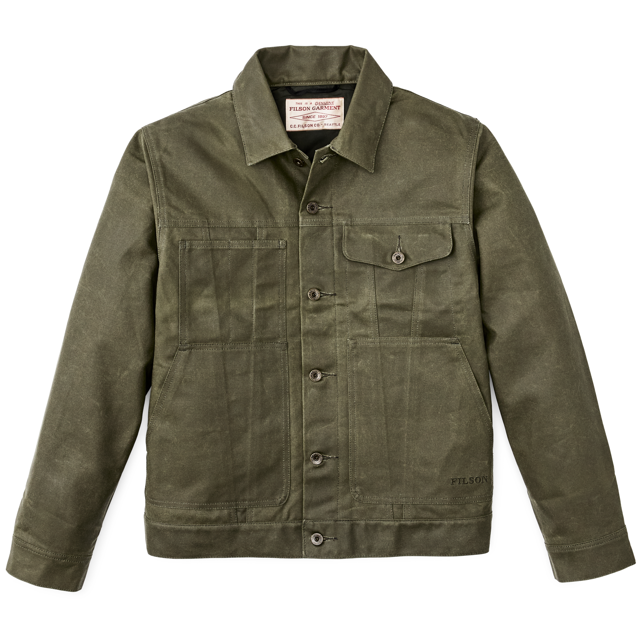 Tin Cloth Short Lined Cruiser Jacket - Military Green