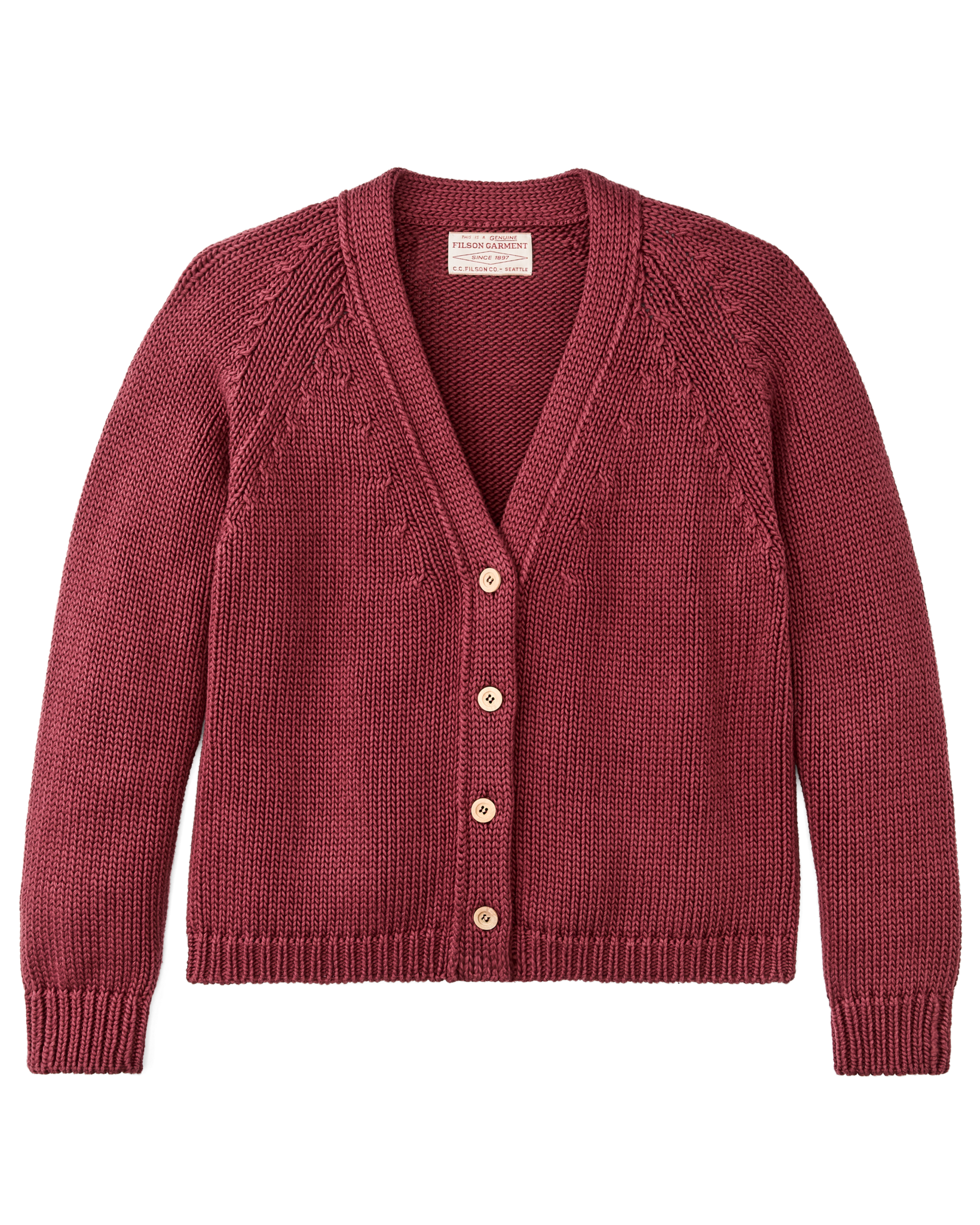 Women's Rustic Cotton Cardigan - Burgundy - Image 4