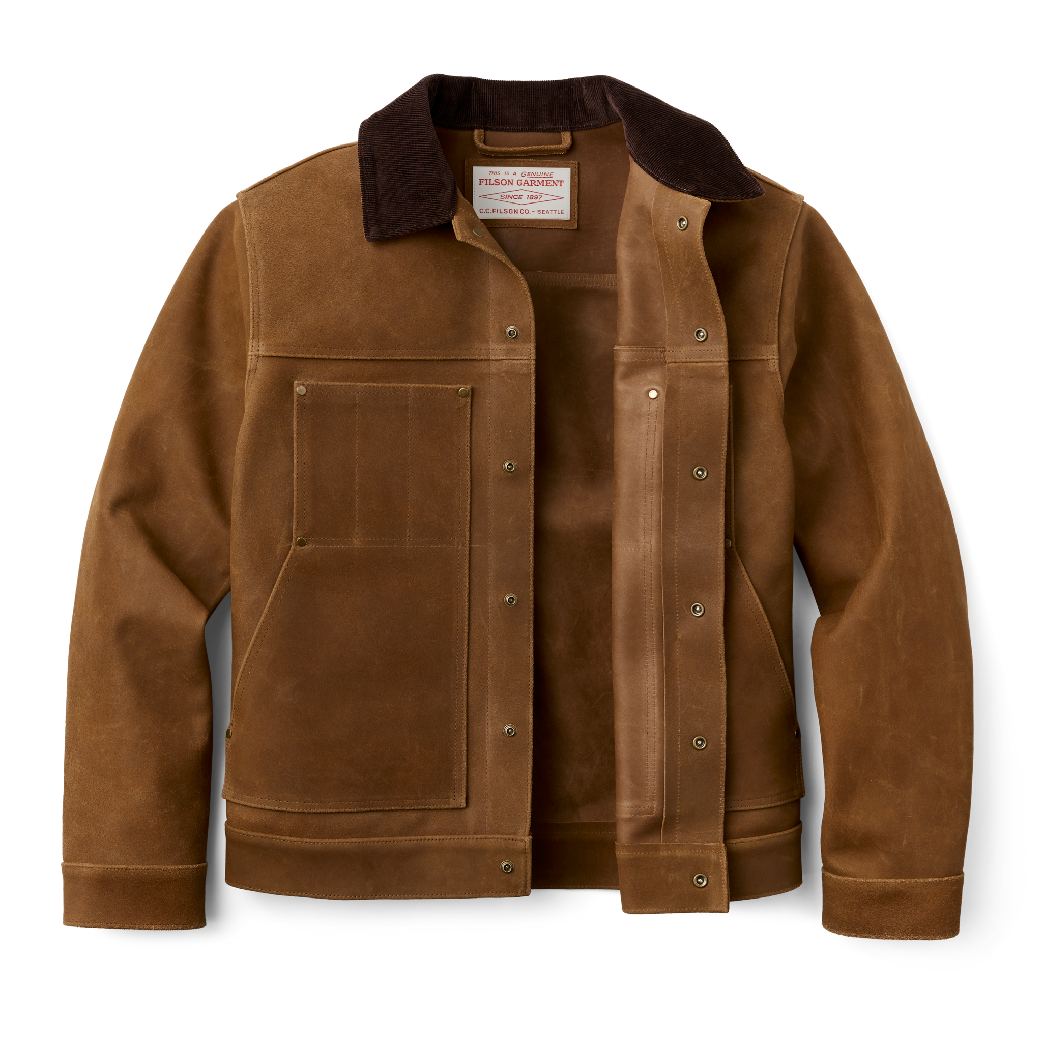 Roughout Leather Short Cruiser Jacket - Dark Sepia - Image 3