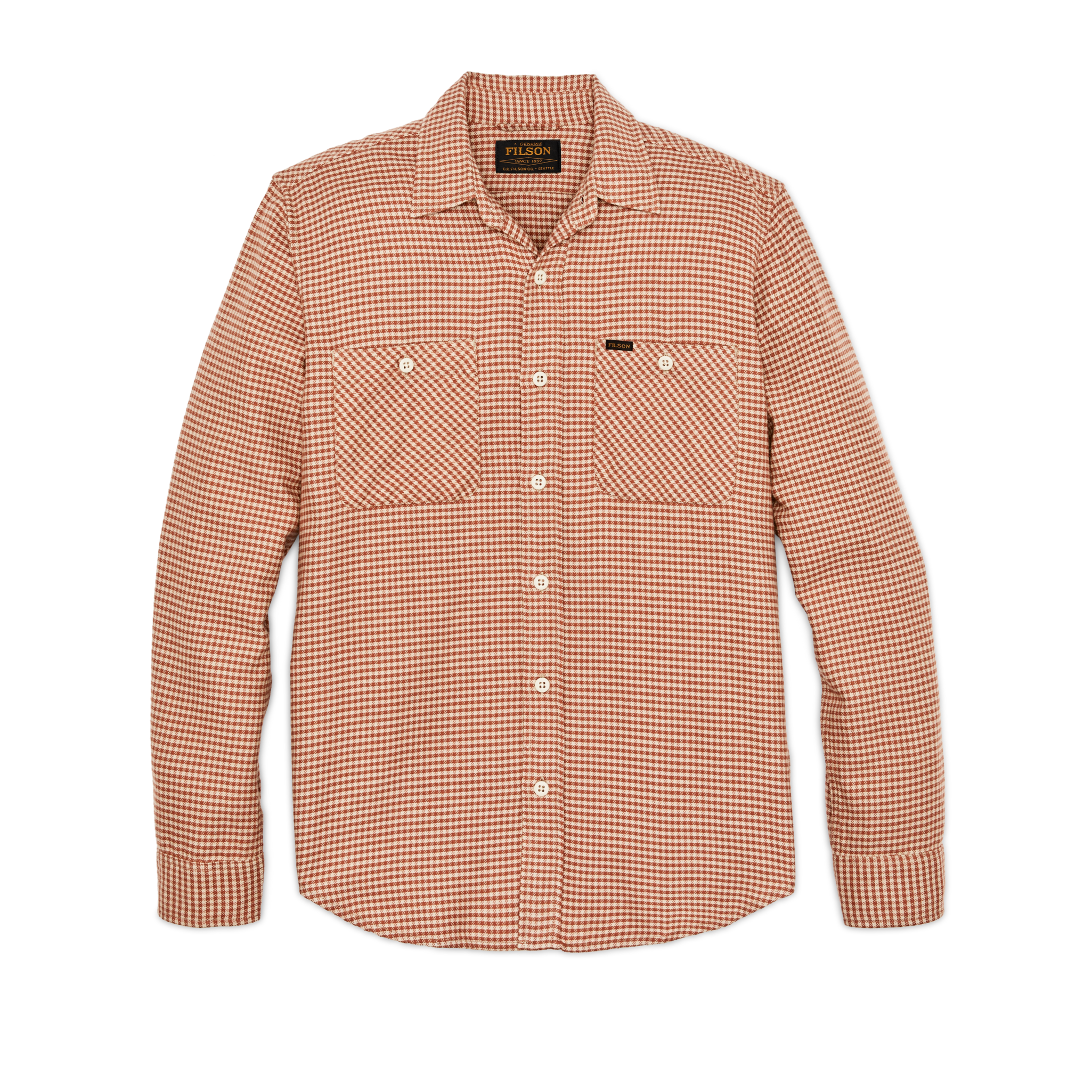 The Rangeland Flannel Shirt - Salmon / Oat Houndstooth