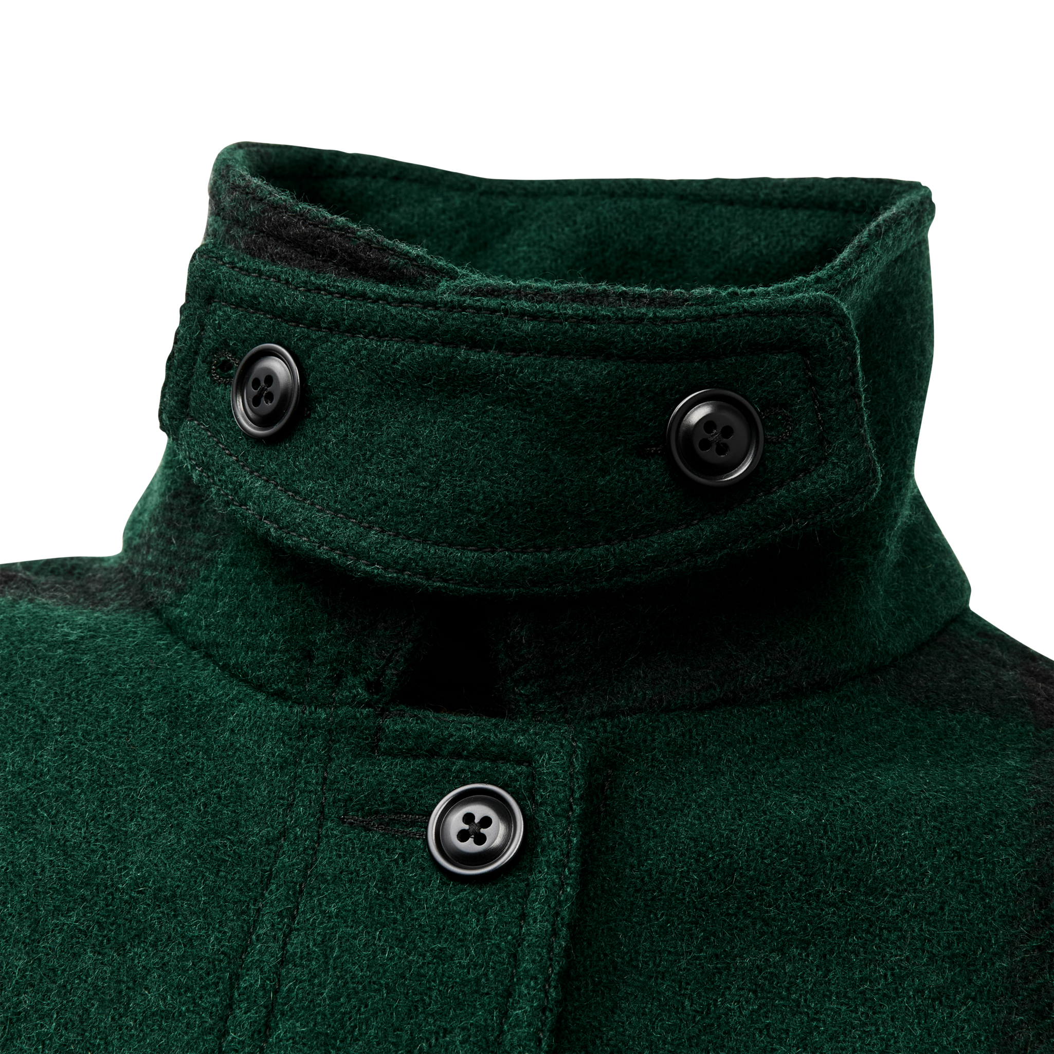 Women's Wool Long Cruiser Coat - Otter Green / Black Plaid - Image 5