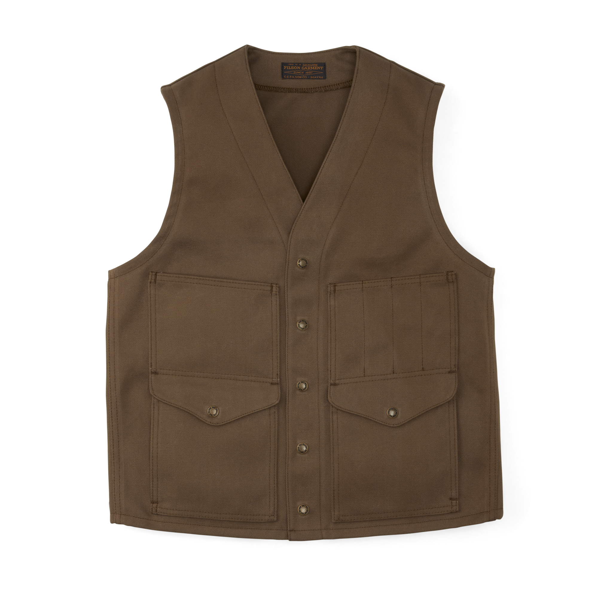 Rugged Twill Cruiser Vest - Sepia