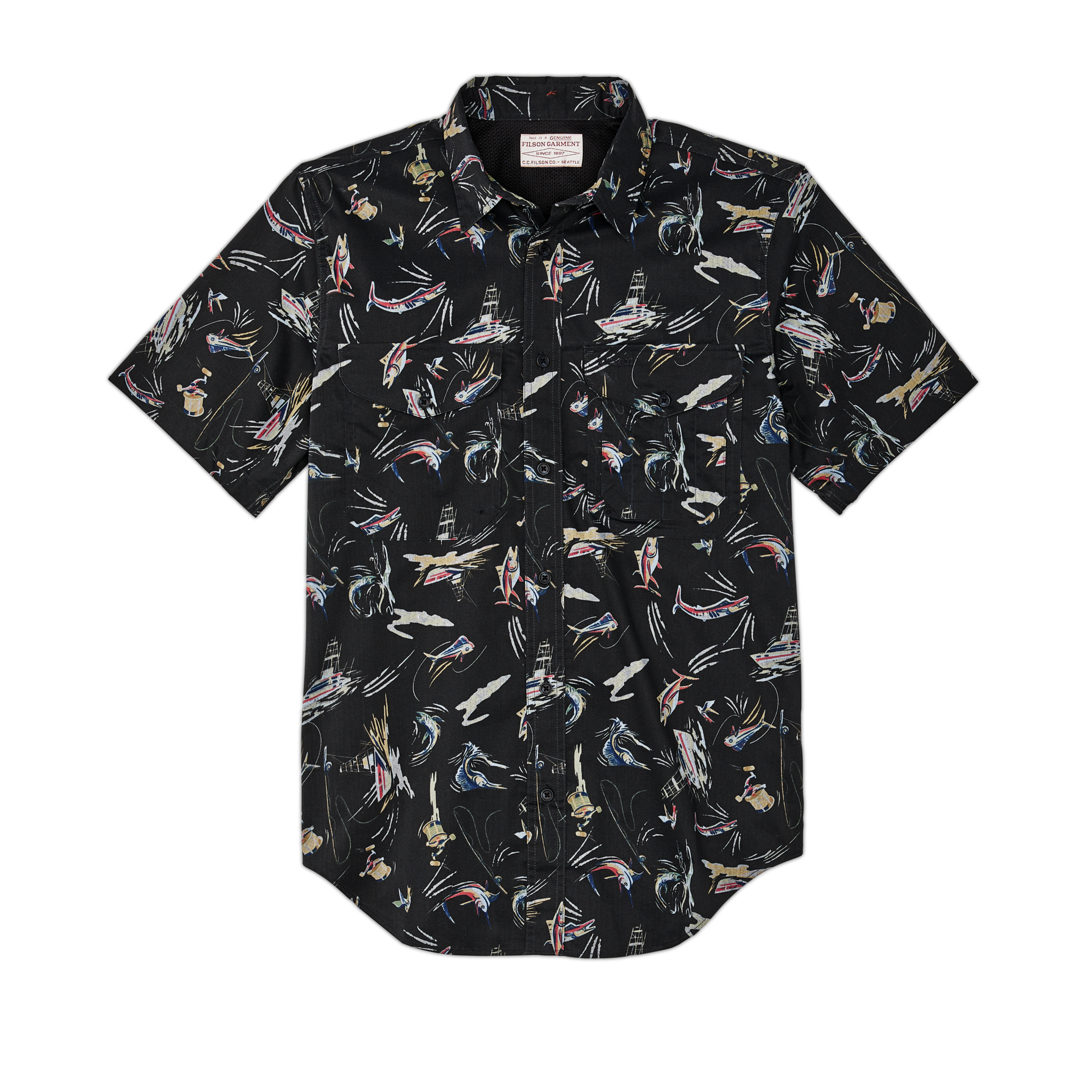 Twin Lakes Short Sleeve Sport Shirt - Offshore Catch Print