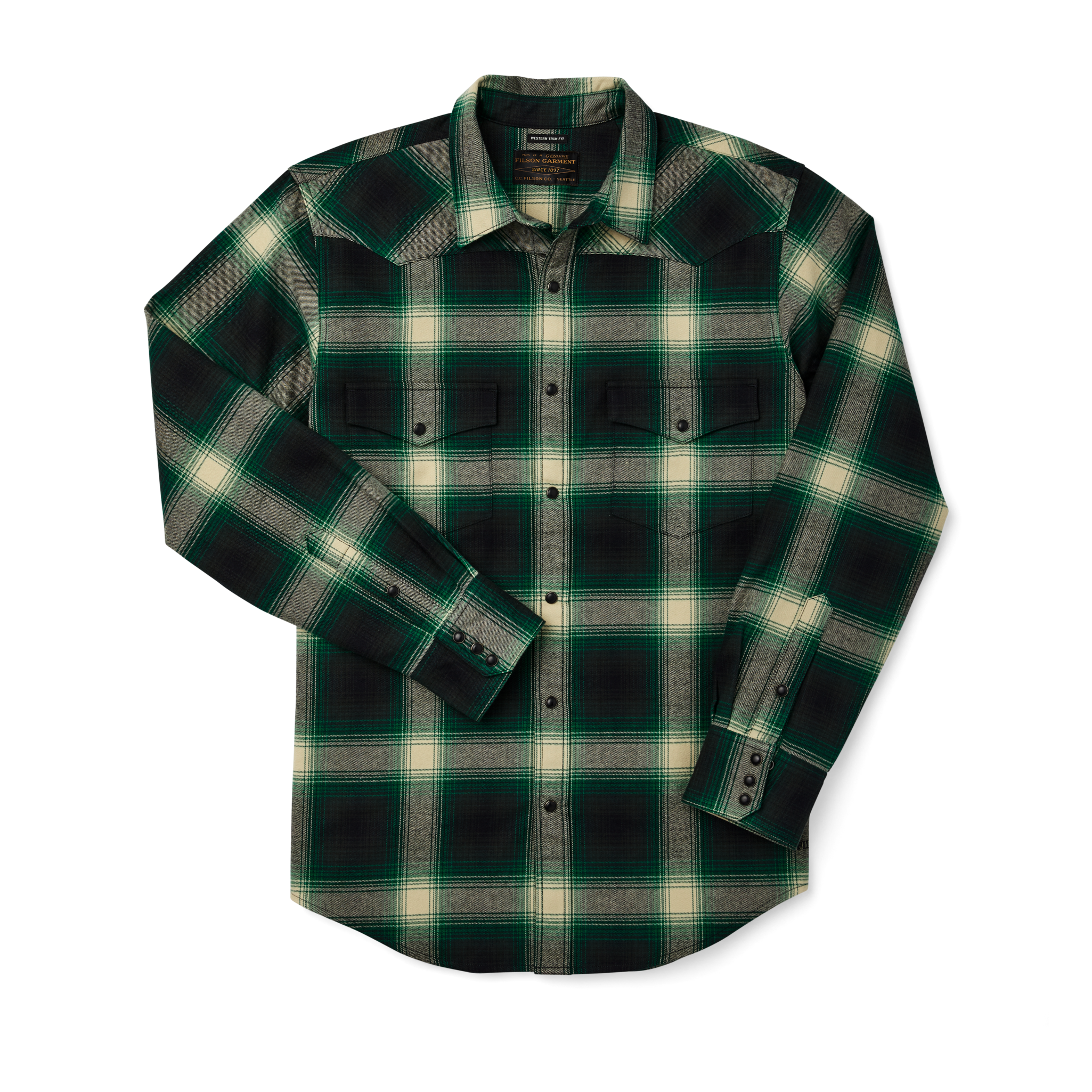 Western Flannel Shirt - Bottle Green Ombre