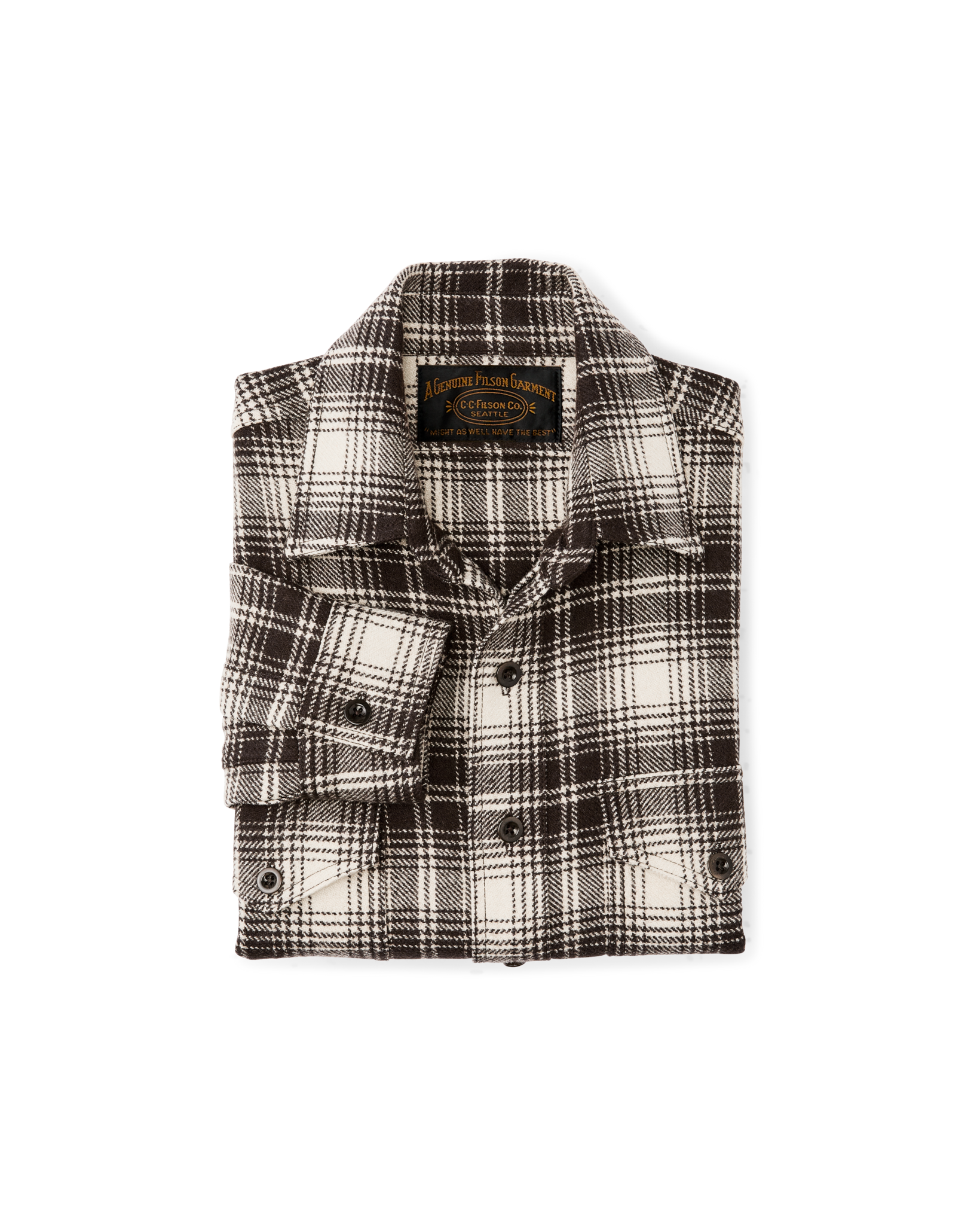 1922 Archive Wool Shirt - Cream / Dark Brown Plaid - Image 3