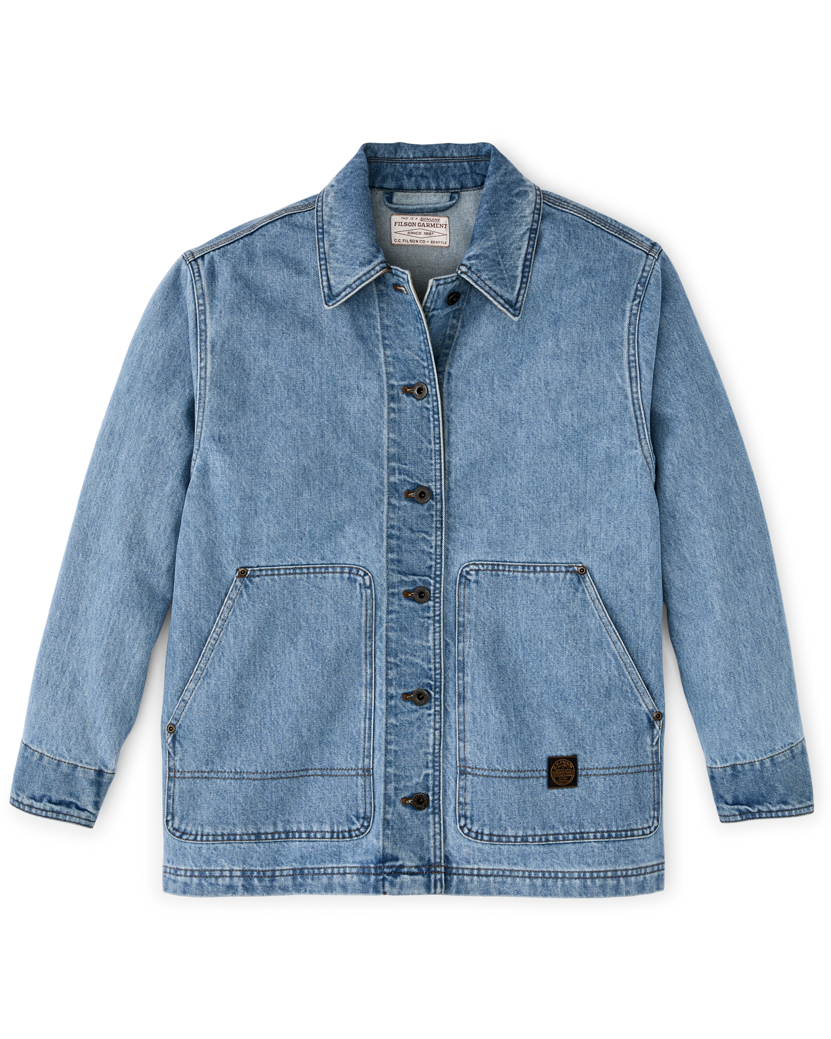Women's Denim Barn Coat - Stone Wash Indigo