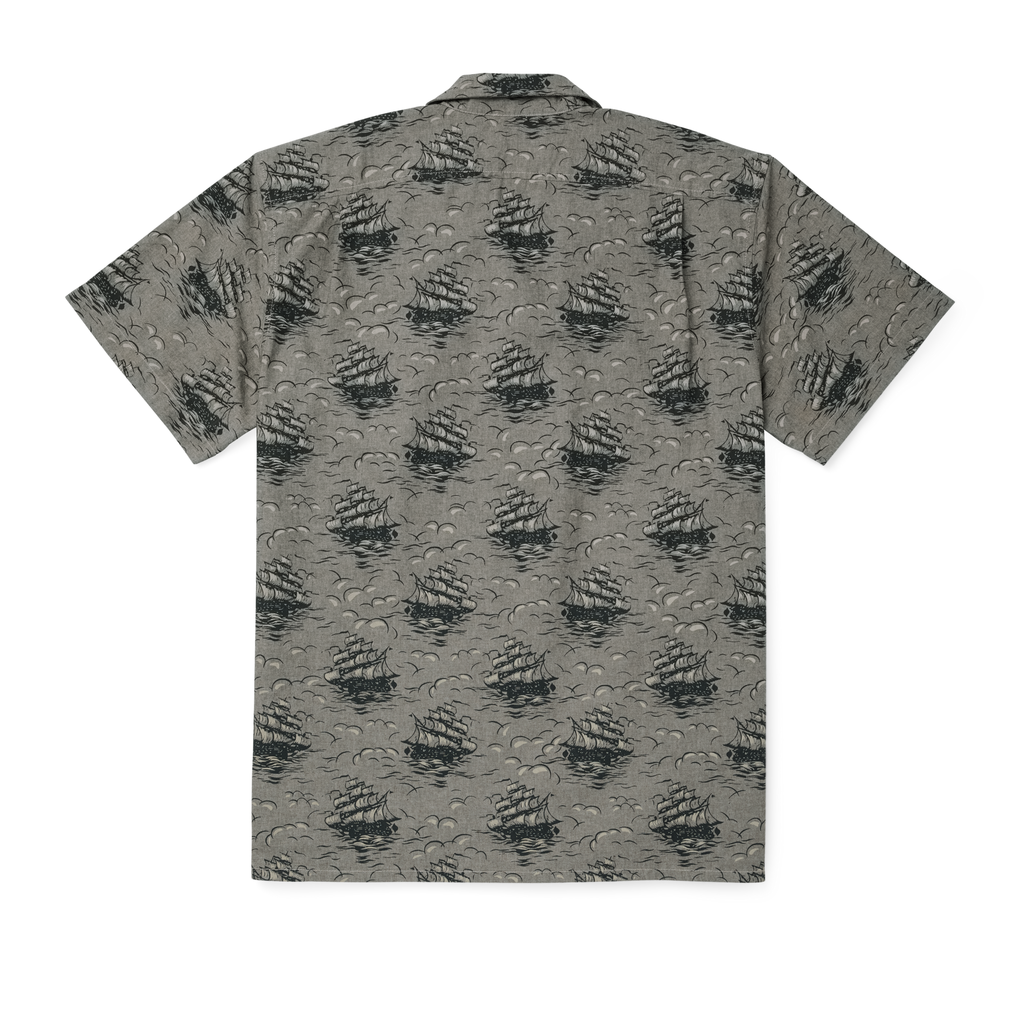 Chambray Short Sleeve Camp Shirt - Ships Print - Image 2