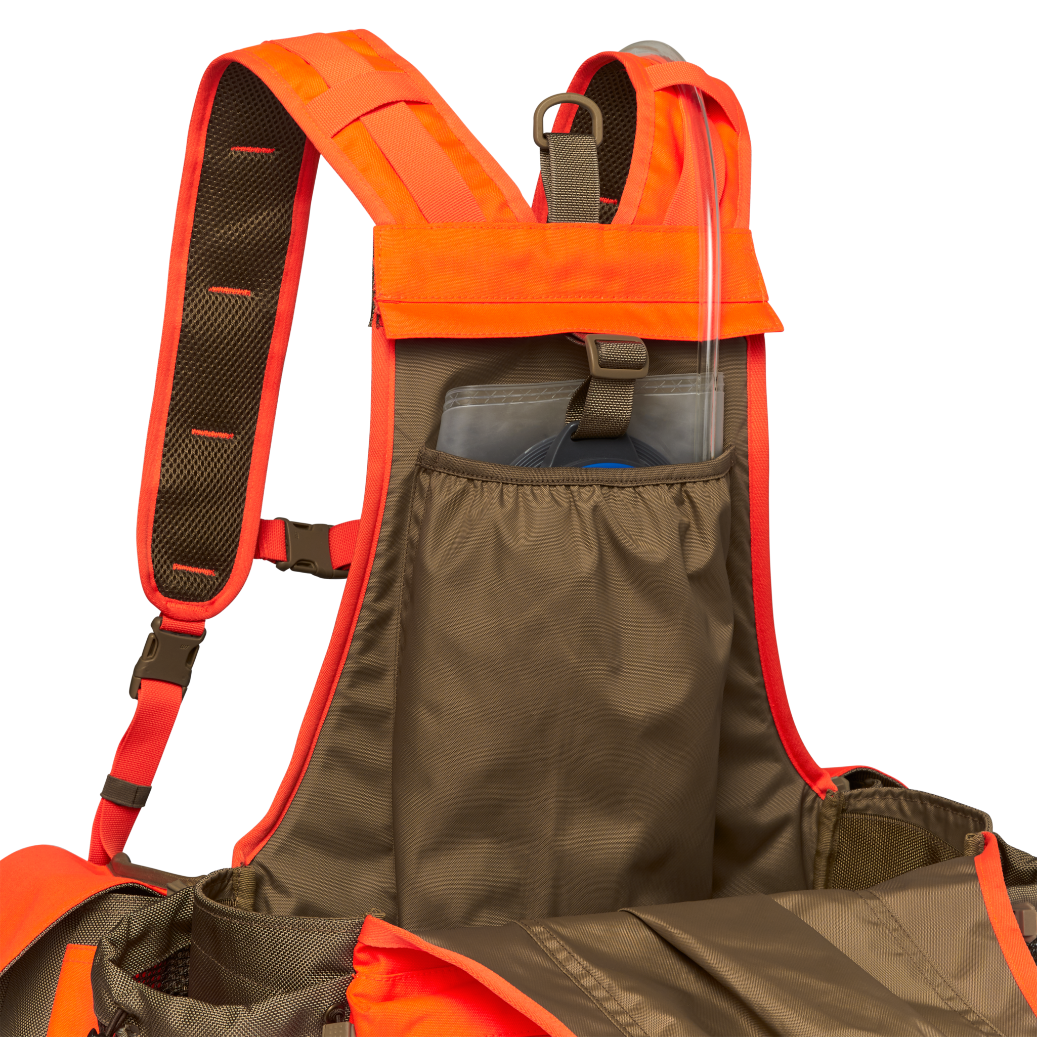 Upland Guide Strap Vest - Dark Tan / Blaze Orange - Image 7