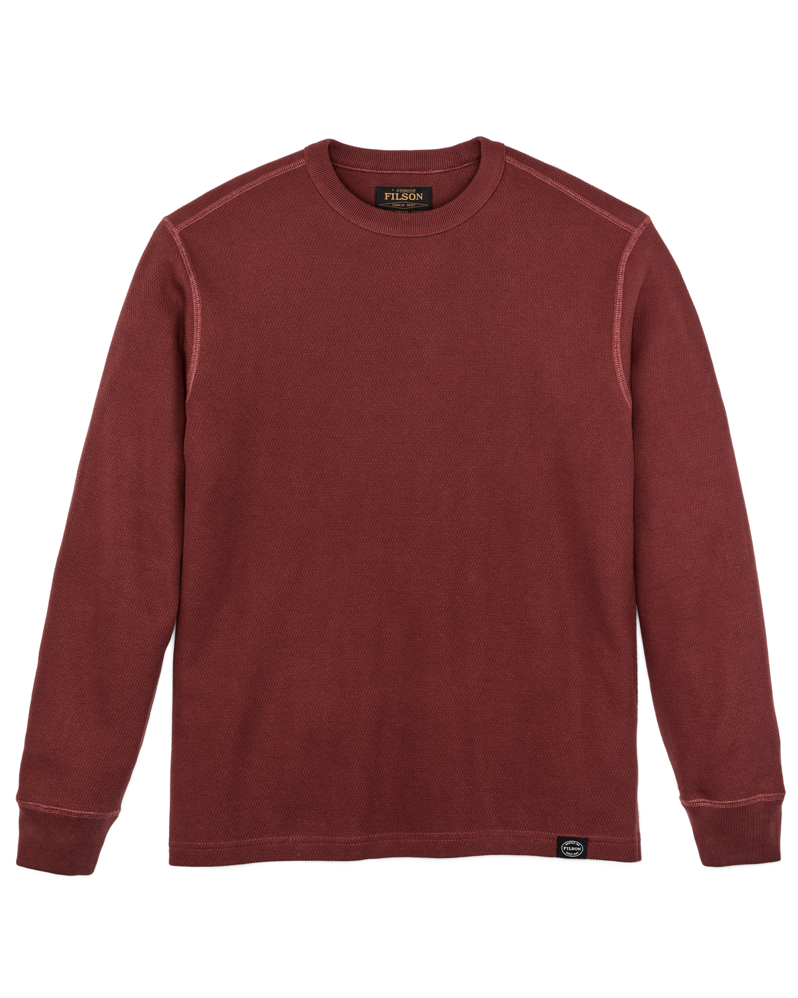 Waffle Knit Thermal Crewneck - Fired Brick