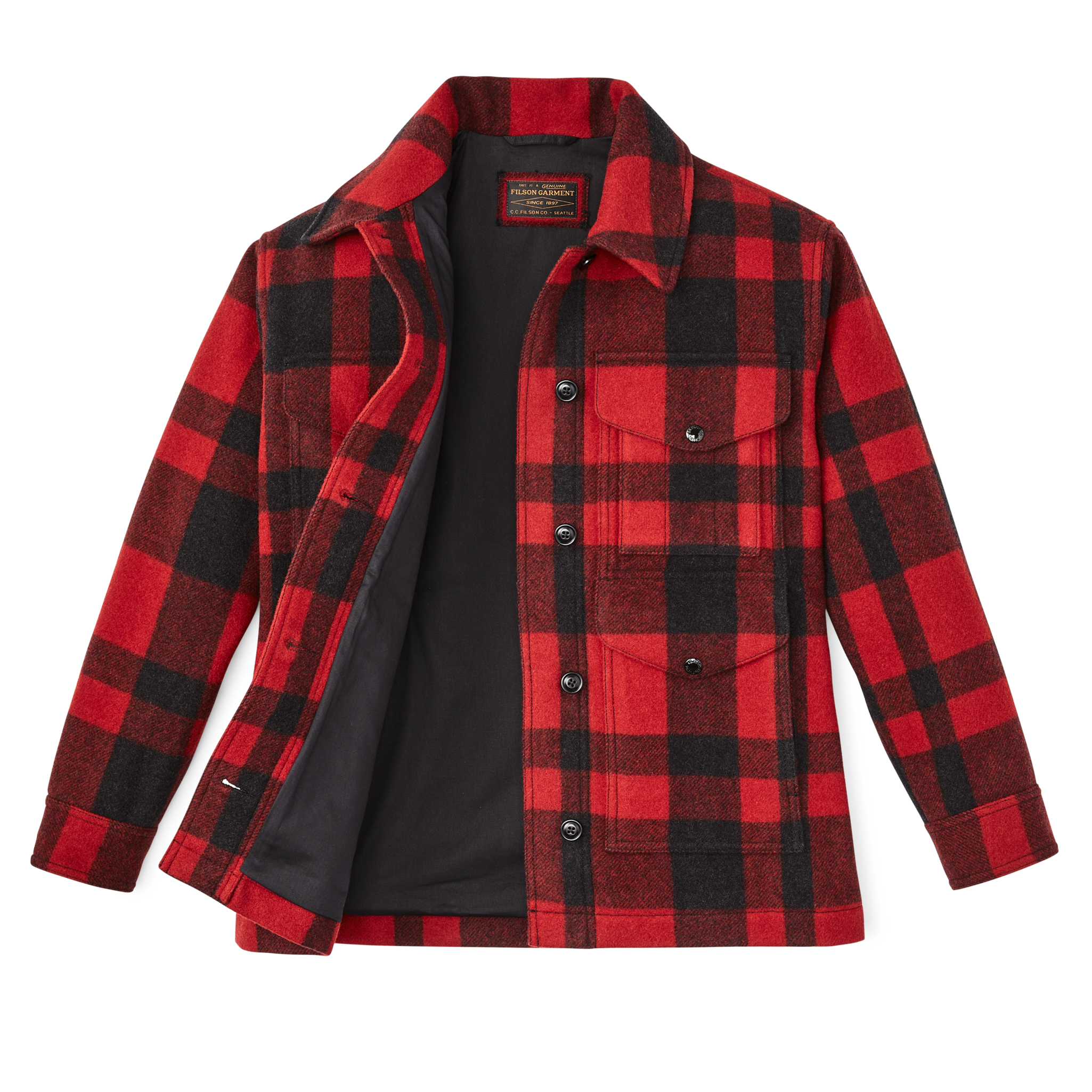 Women's Mackinaw Wool Cruiser Jacket - Red / Black Plaid - Image 3