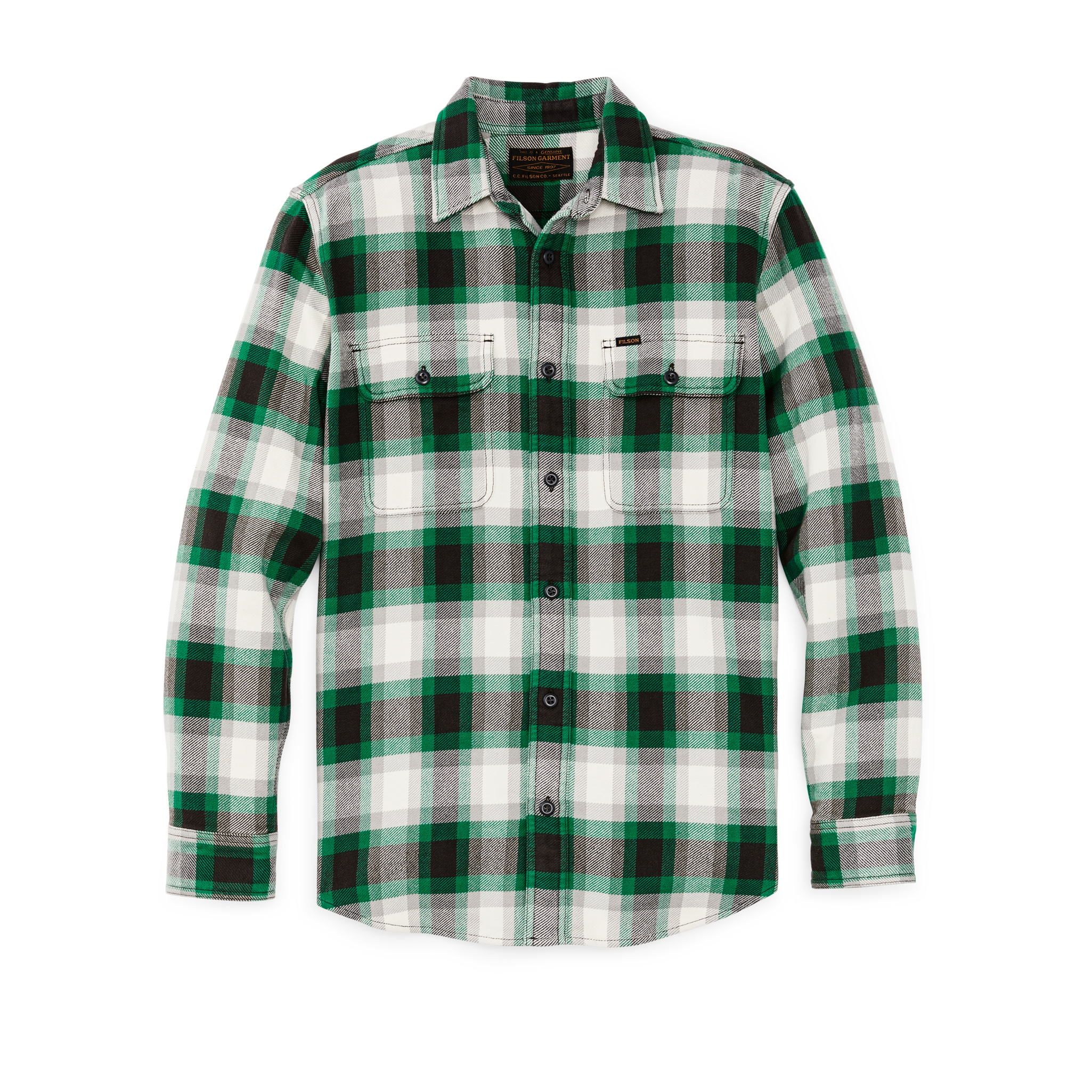 Vintage Flannel Work Shirt - Green / Gray / Multi Plaid