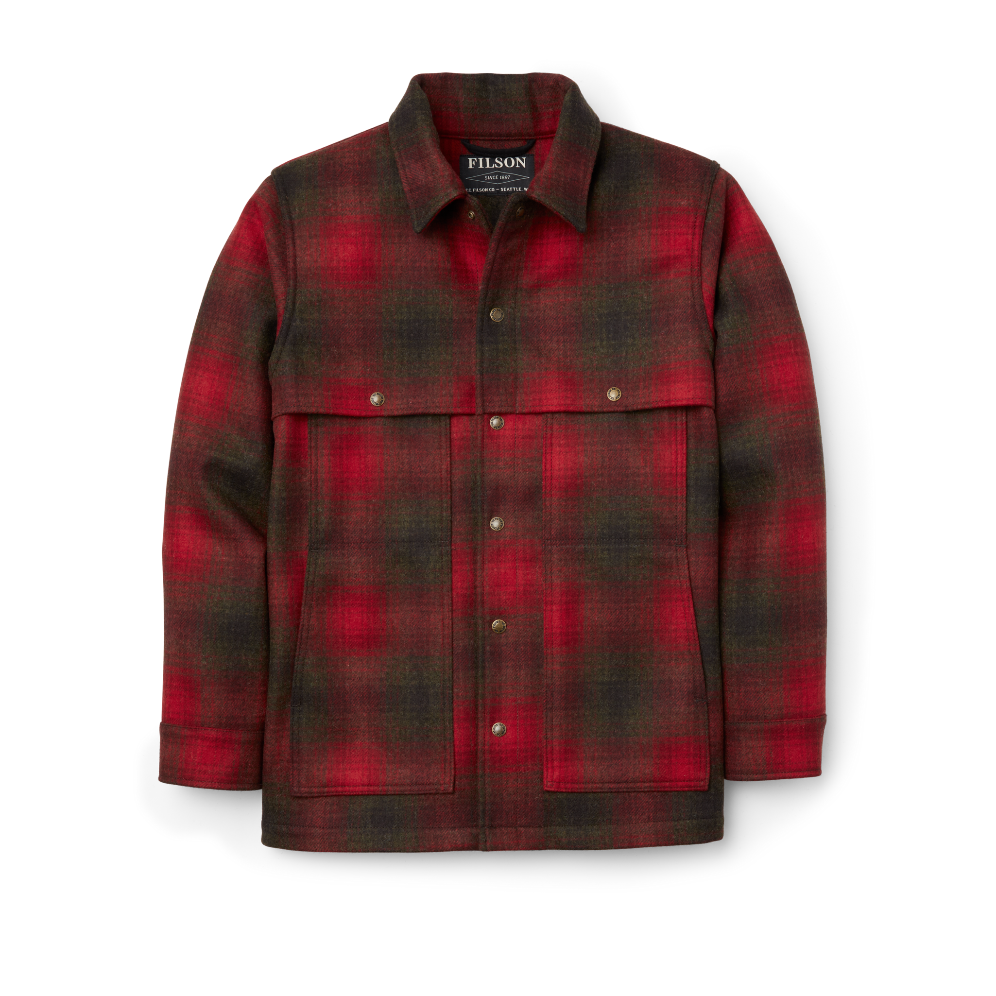 Wool Cape Coat - Red / Green / Dark Brown Plaid