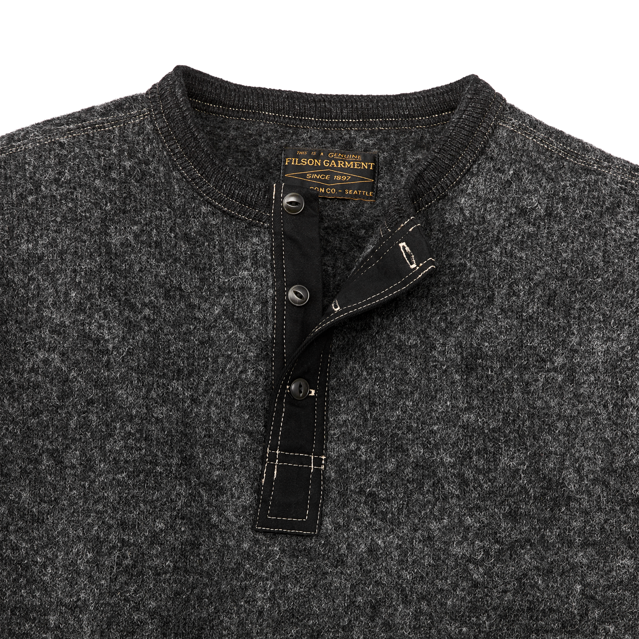 Keyport Wool Henley - Charcoal Heather - Image 3
