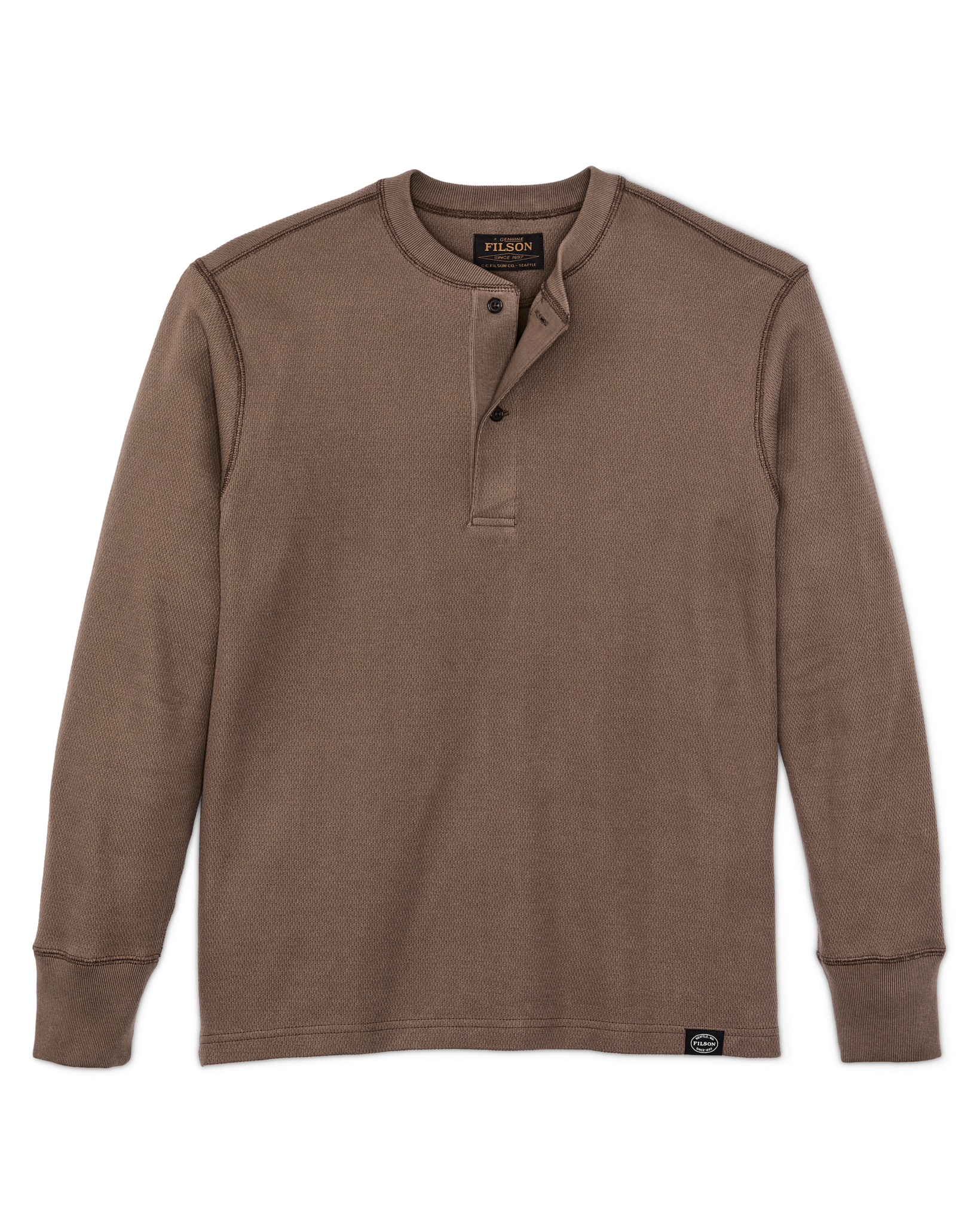 Waffle Knit Henley - Brown