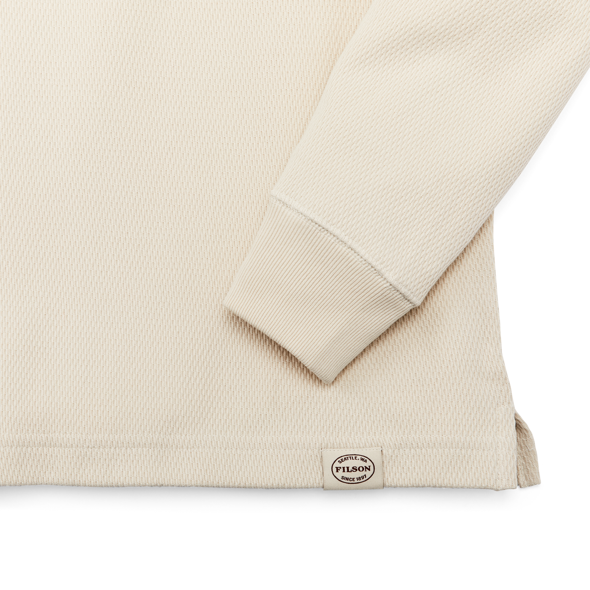 Waffle Knit Thermal Crewneck - Sand - Image 5