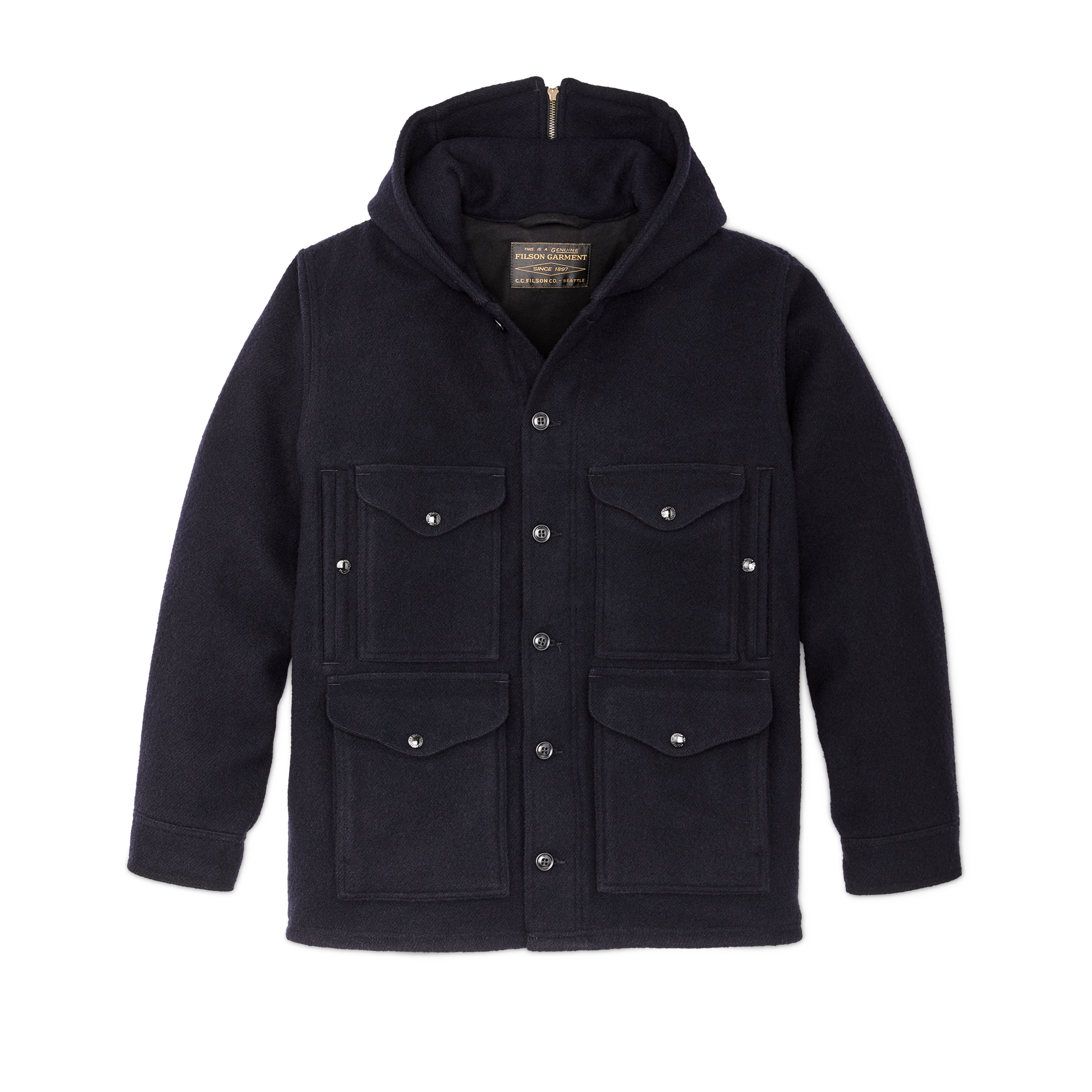 Mackinaw Wool Hooded Cruiser Jacket - Dark Navy