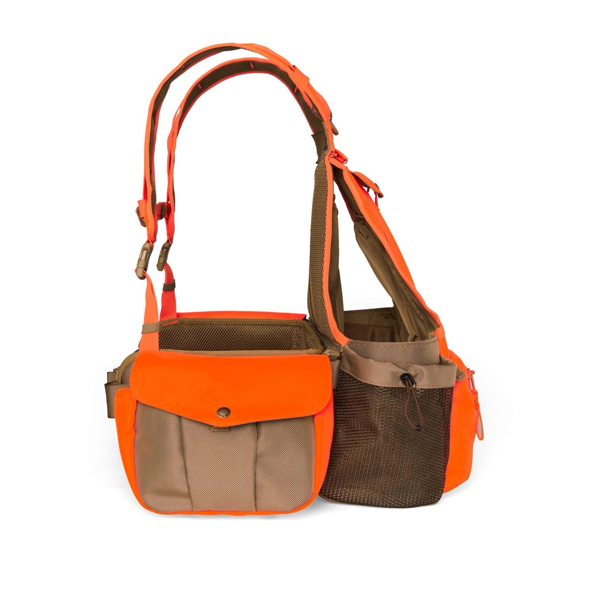 Upland Guide Strap Vest - Dark Tan / Blaze Orange - Image 3