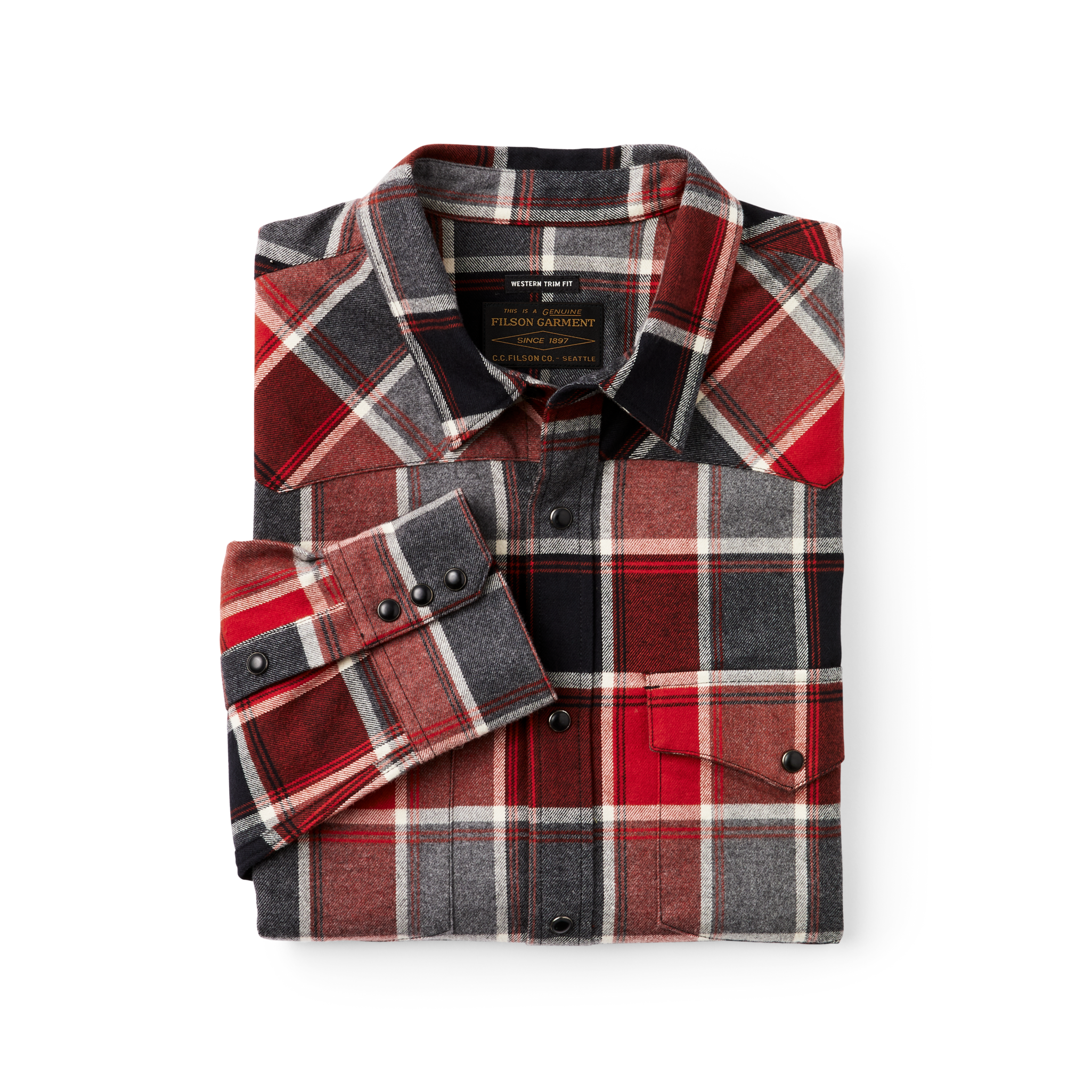 Western Flannel Shirt - Red / Dark Charcoal Plaid - Image 3