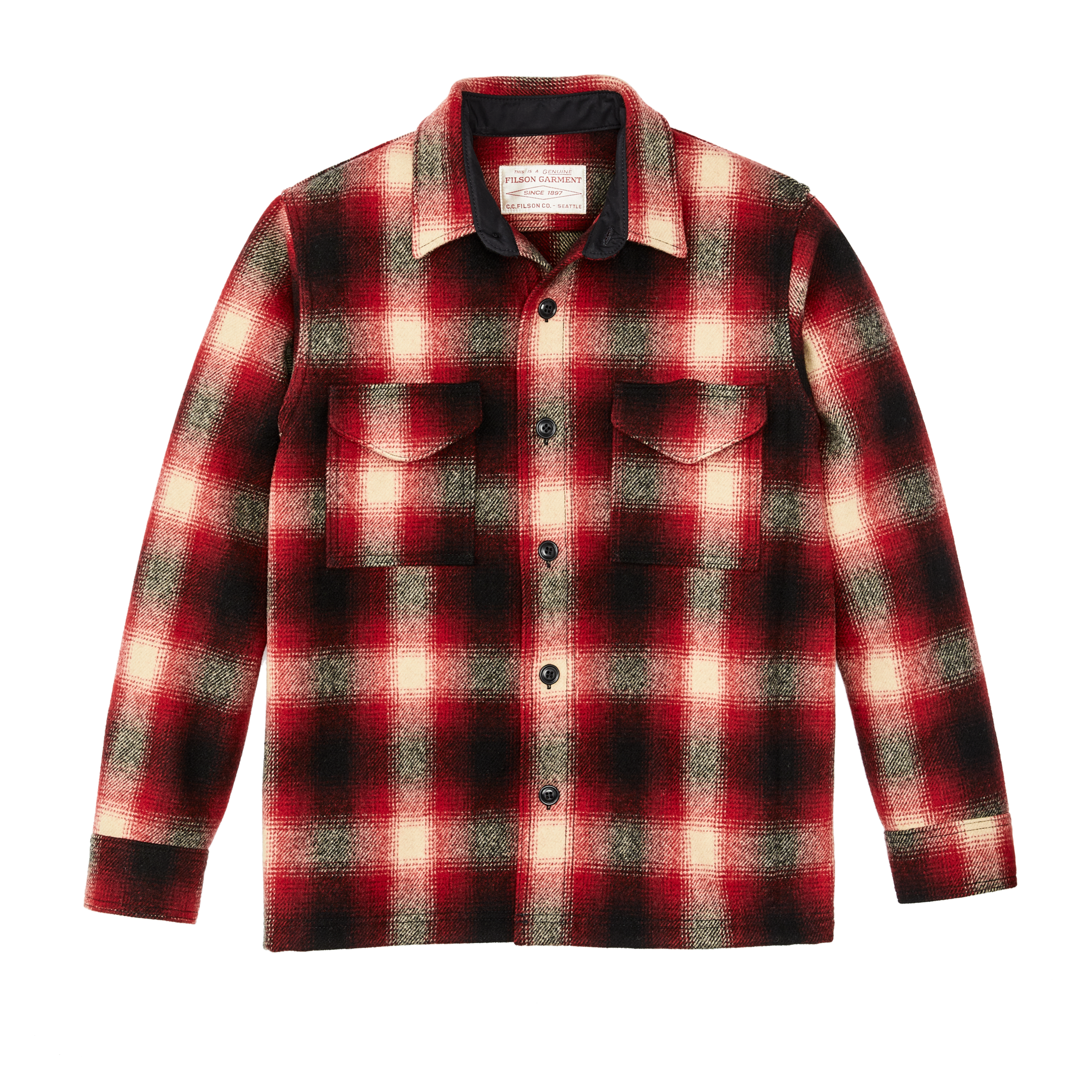 Mackinaw Wool Jac-shirt - Red / Black Ombre Plaid